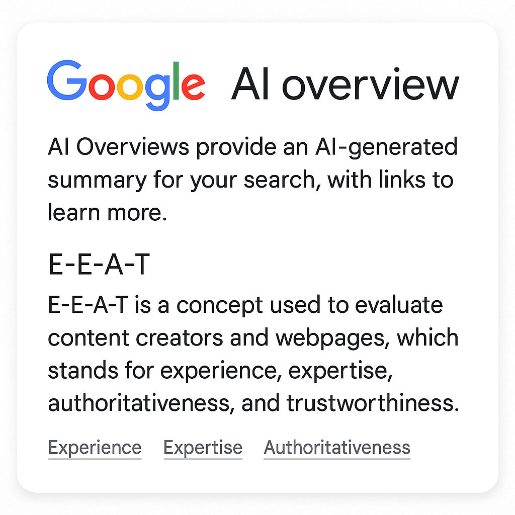 google AI overviews  leverage EEAT